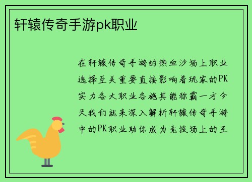 轩辕传奇手游pk职业